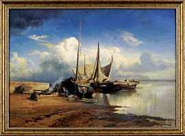 Вид на Волге.Барки.1870